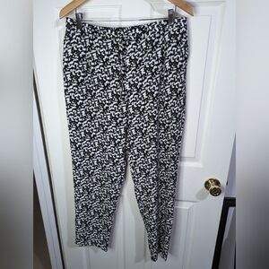 Metaphor black and white print polyester pants drawstring waist size large